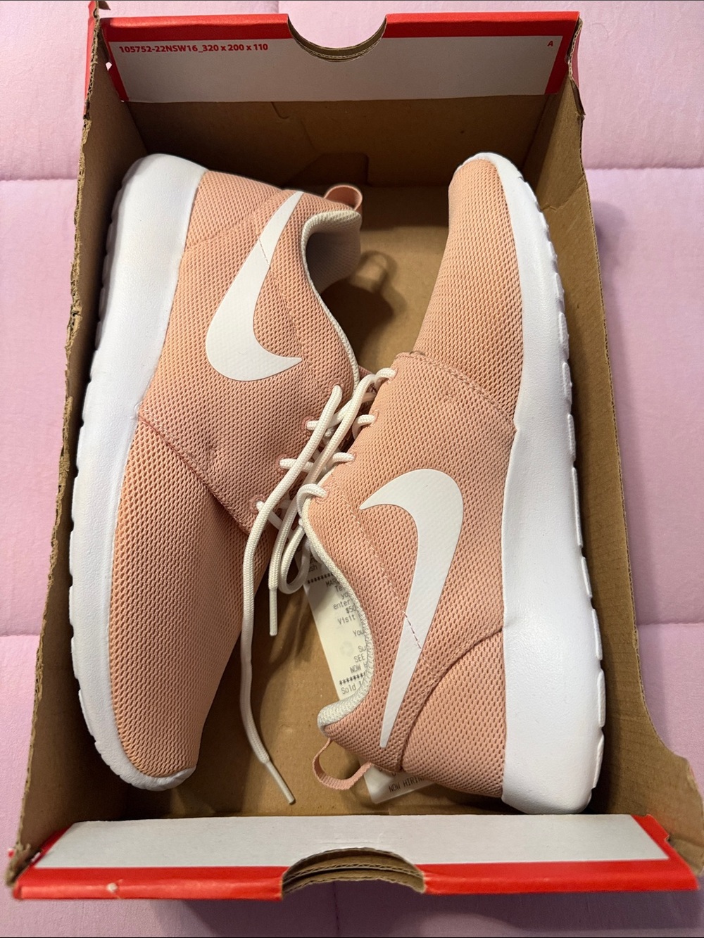 Nike Women’s Peach Mesh Athletic Sneakers with White Swoosh